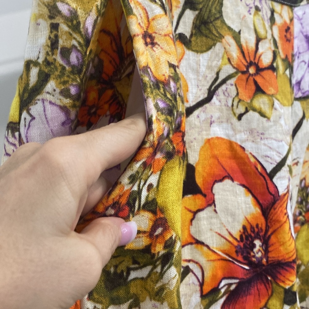 NWT Chico’s 💯% Linen Floral-Print Straight-Leg Pants | Size 10 - Picture 5 of 11